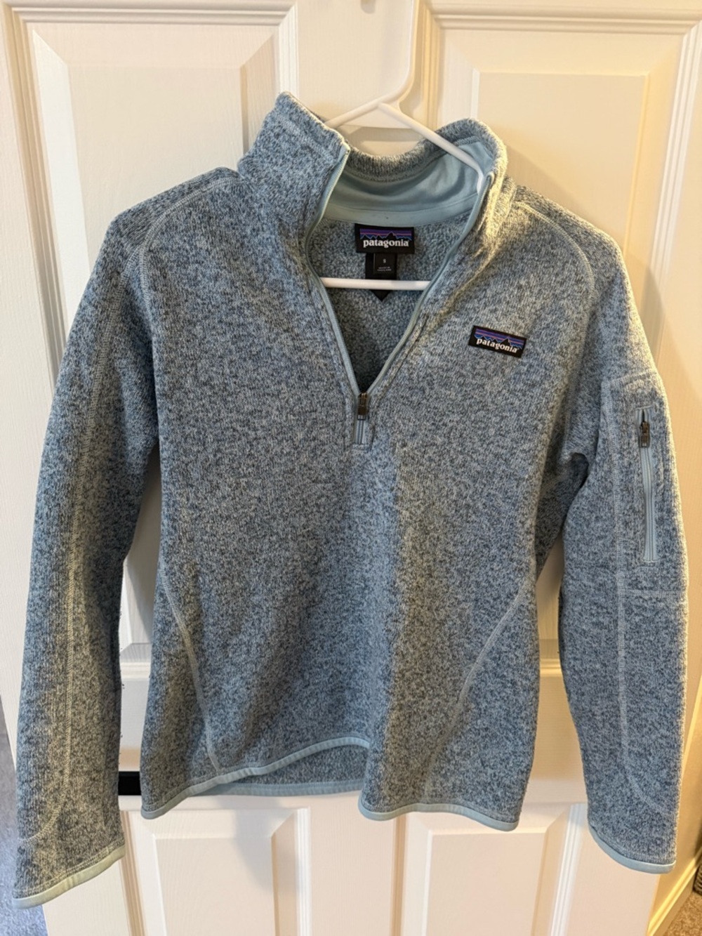 Patagonia Light Blue Heathered Quarter-Zip Fleece Pullover